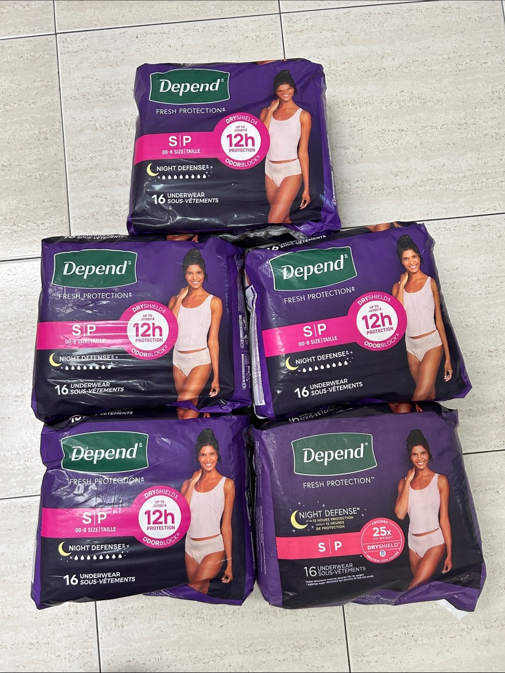 NEW 🆕 Lot of FIVE Depend Fresh Protection Women's Underwear Size S - 5x16 count